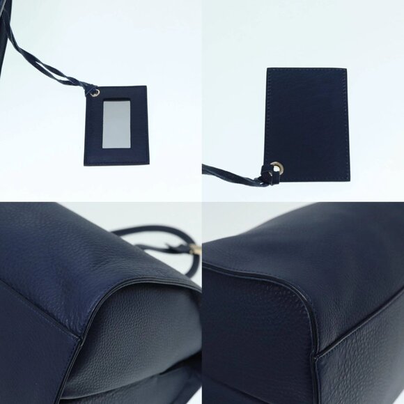 BALENCIAGA Tube Round Hand Bag Leather Navy Auth ki4912V - Picture 15 of 16